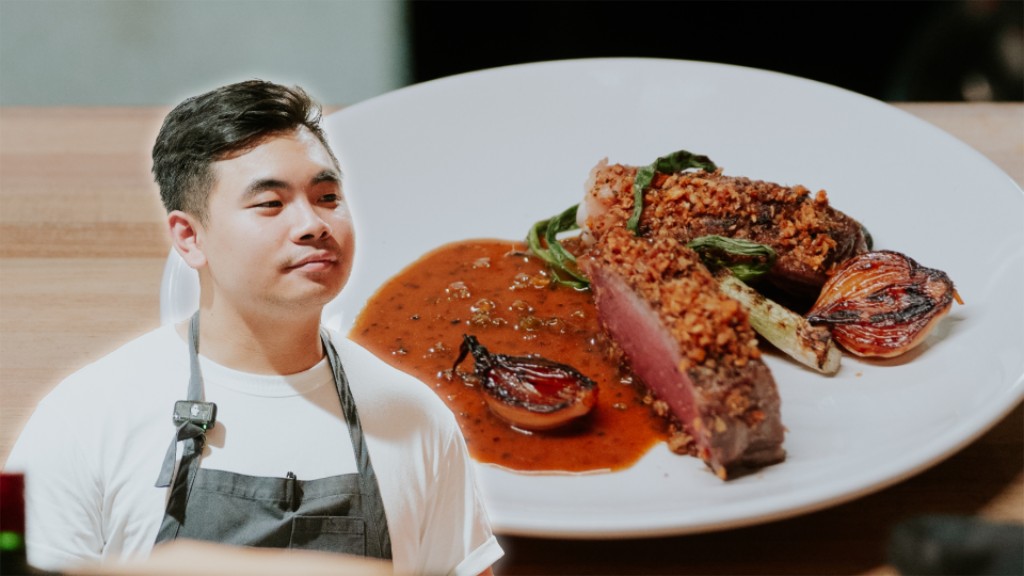 David Ho beside a plate of bò sốt tiêu, the campaign image