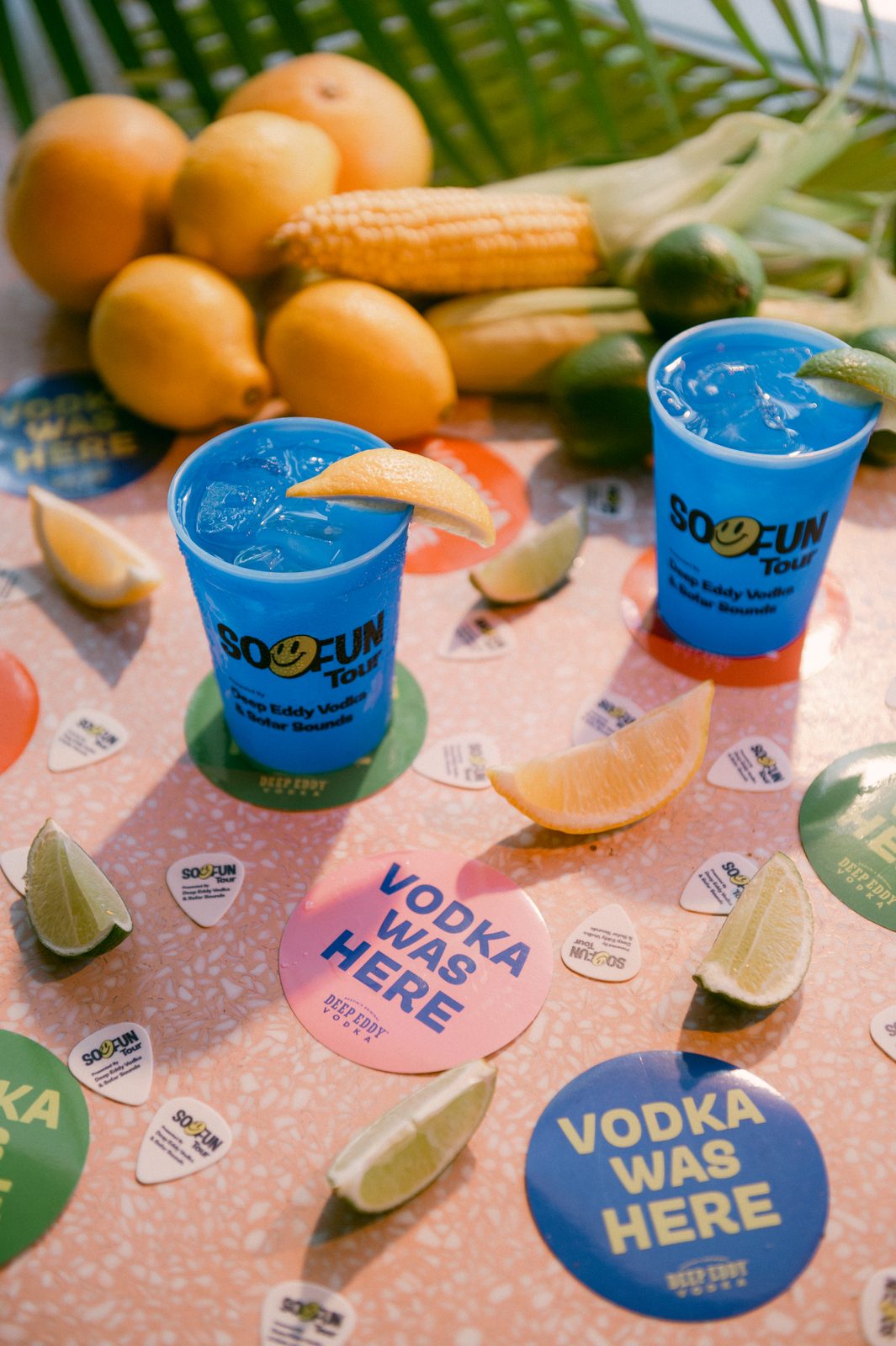 Cups and coasters, styled