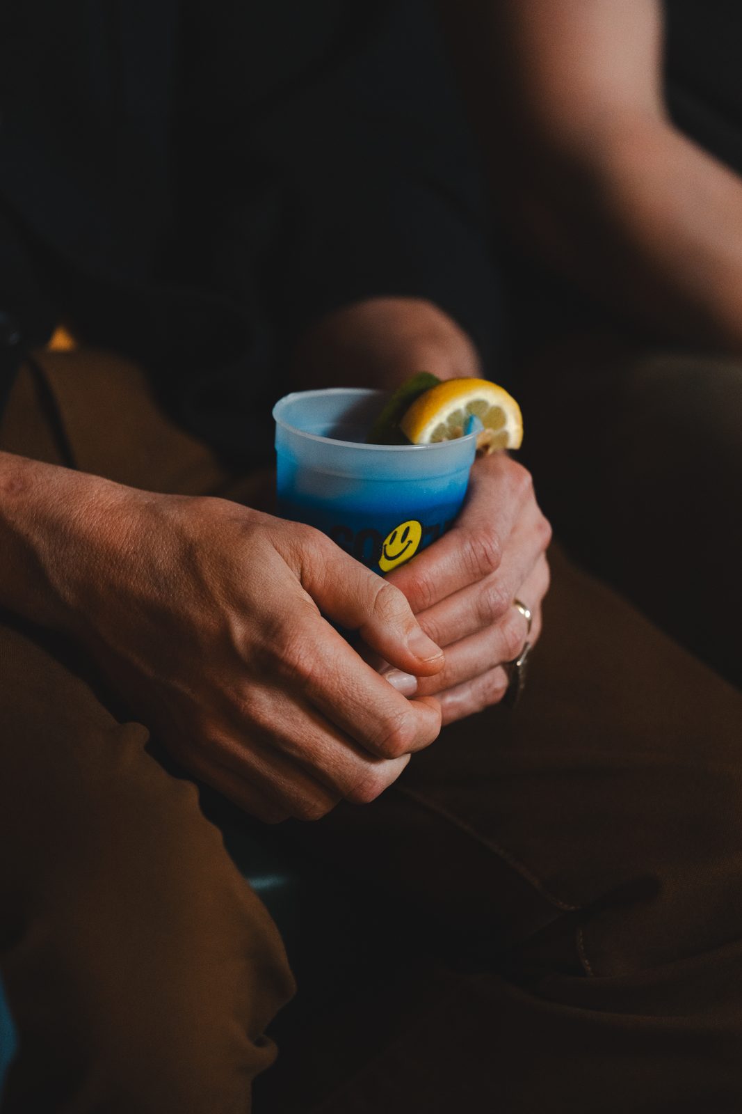 In hand, during the interview